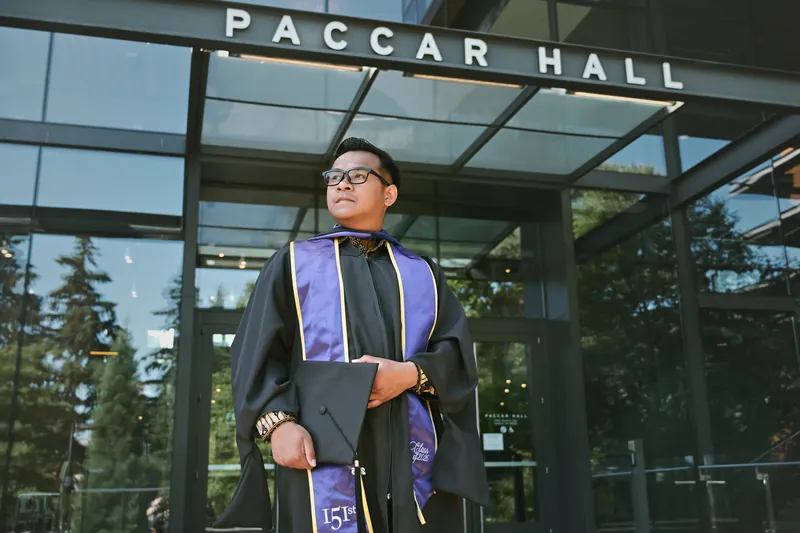 UW Foster School of Business PACCAR Hall graduation photo