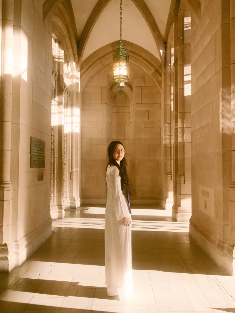 UW Suzzallo & Allen Library gothic entrance archway in golden sunlight for graduation portraits