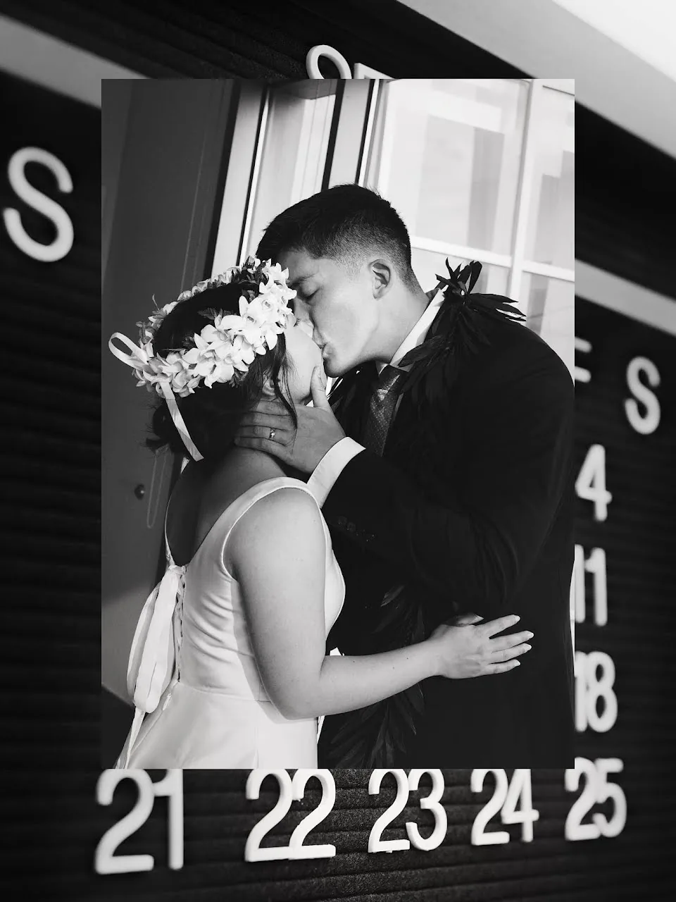 First kiss and wedding date calendar board celebration at Seattle Municipal Court